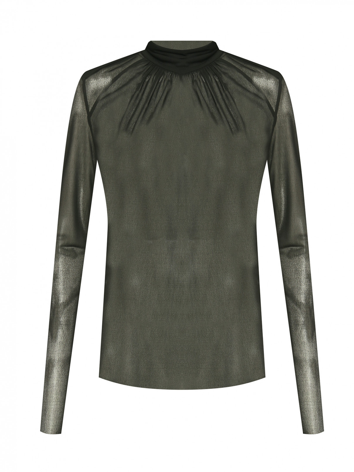 Блуза с подплечниками и драпировкой Patrizia Pepe  –  Общий вид  – Цвет:  Черный