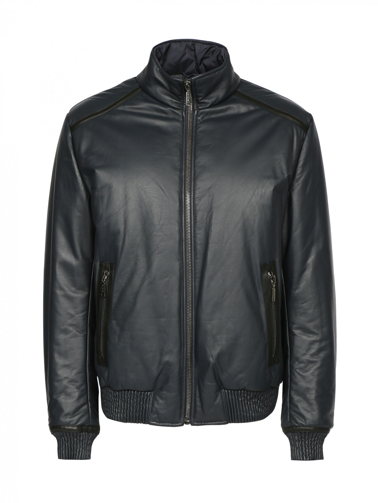 Куртка из кожи на молнии Fontanelli  –  Общий вид  – Цвет:  Черный