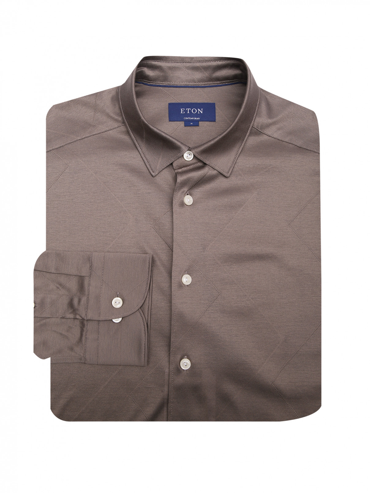Рубашка из хлопка с вышивкой Eton  –  Общий вид  – Цвет:  Серый