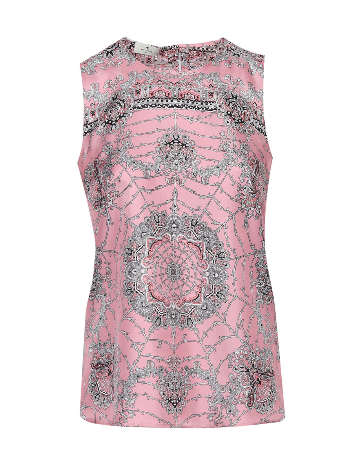 Блуза из шелка без рукавов Etro  –  Общий вид  – Цвет:  Розовый