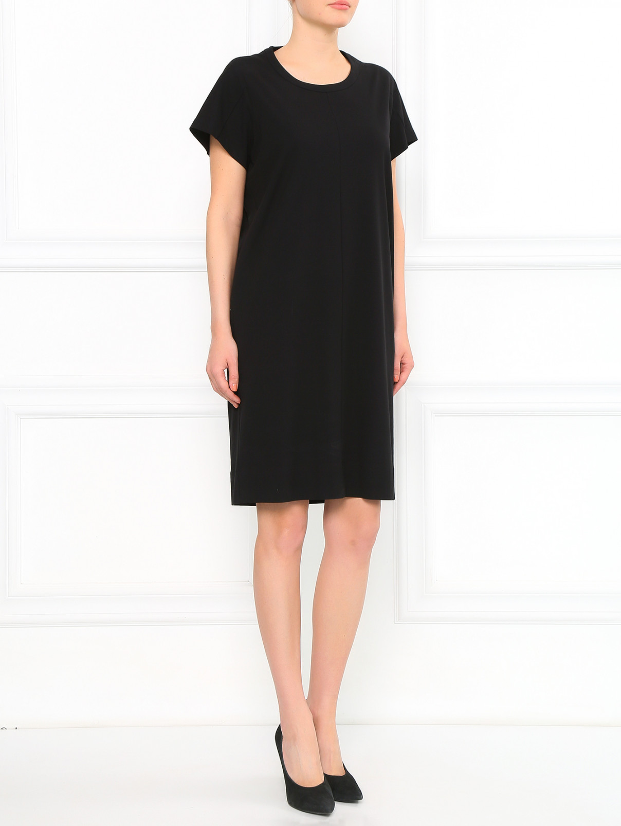 Платье из хлопка с боковыми карманами Jil Sander  –  Модель Общий вид  – Цвет:  Черный