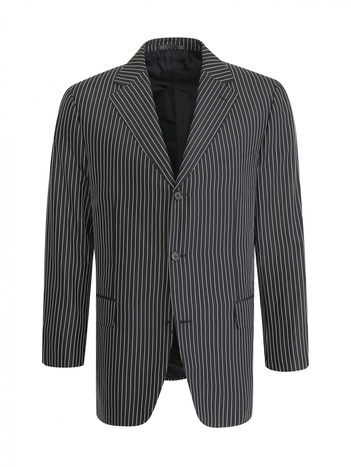 Пиджак из хлопка с узором "полоска" Baldessarini  –  Общий вид  – Цвет:  Черный
