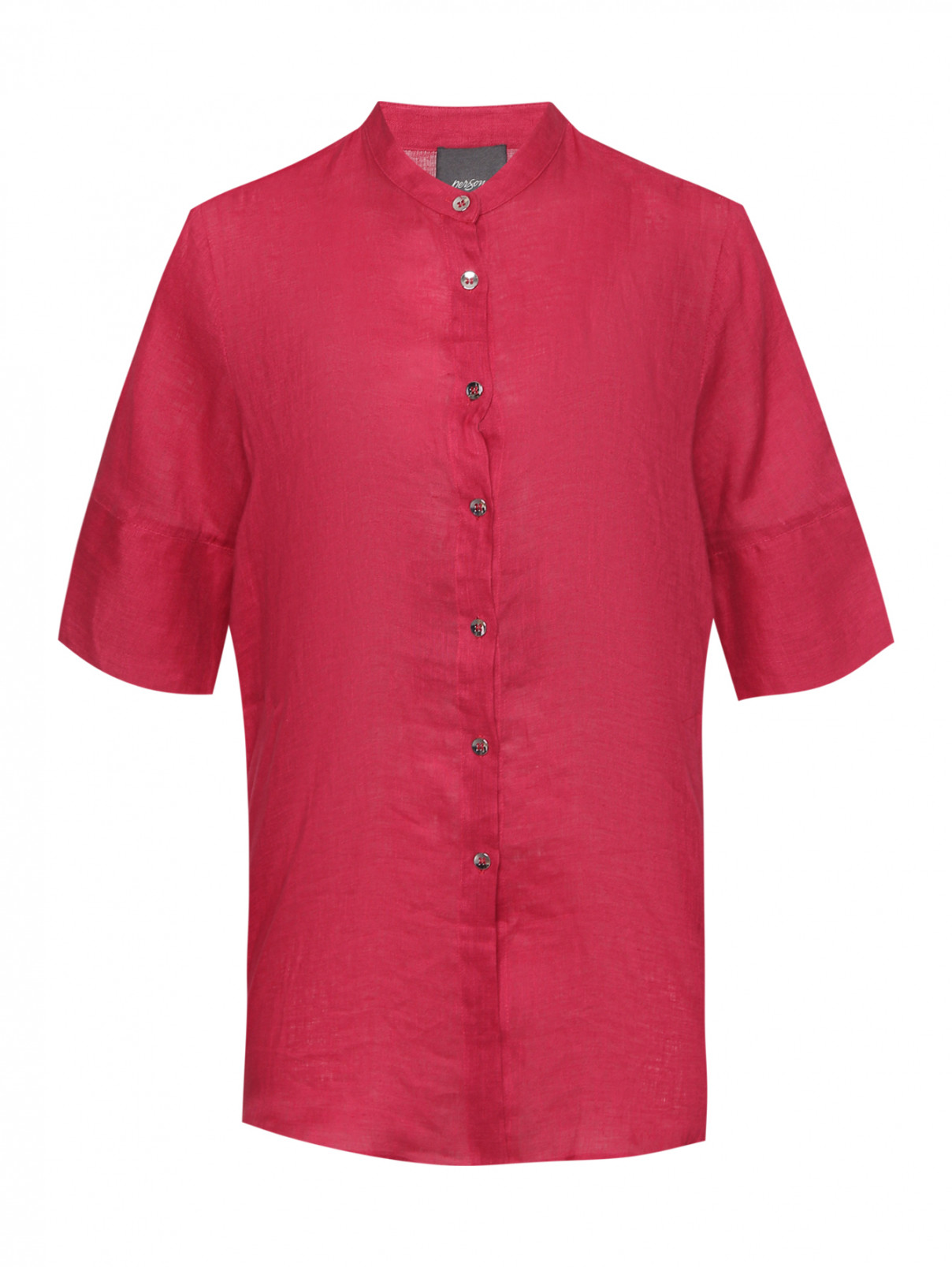 Блуза из льна с карманами Persona by Marina Rinaldi  –  Общий вид  – Цвет:  Красный