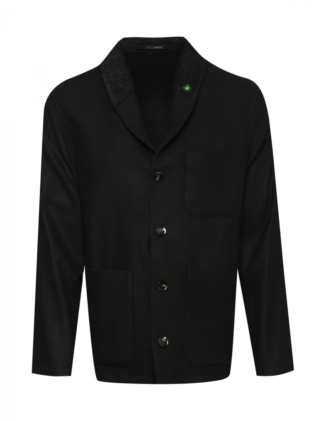 Пиджак из шерсти и кашемира с накладными карманами LARDINI  –  Общий вид  – Цвет:  Черный