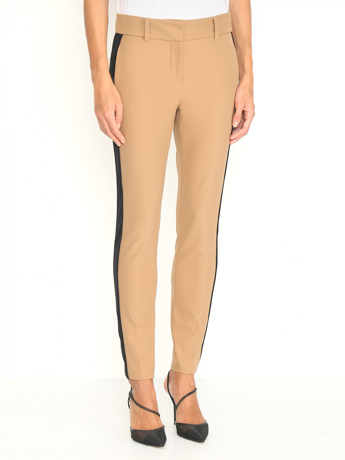 Укороченные брюки с лампасами Ermanno Firenze  –  МодельВерхНиз  – Цвет:  Бежевый