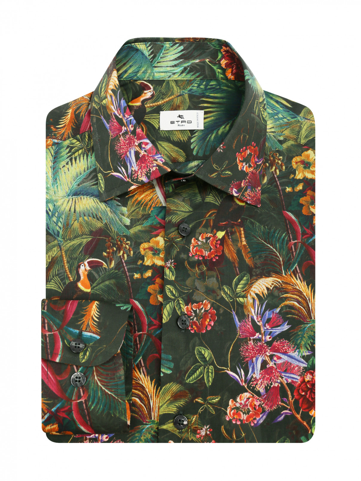Рубашка из хлопка с узором Etro  –  Общий вид  – Цвет:  Зеленый