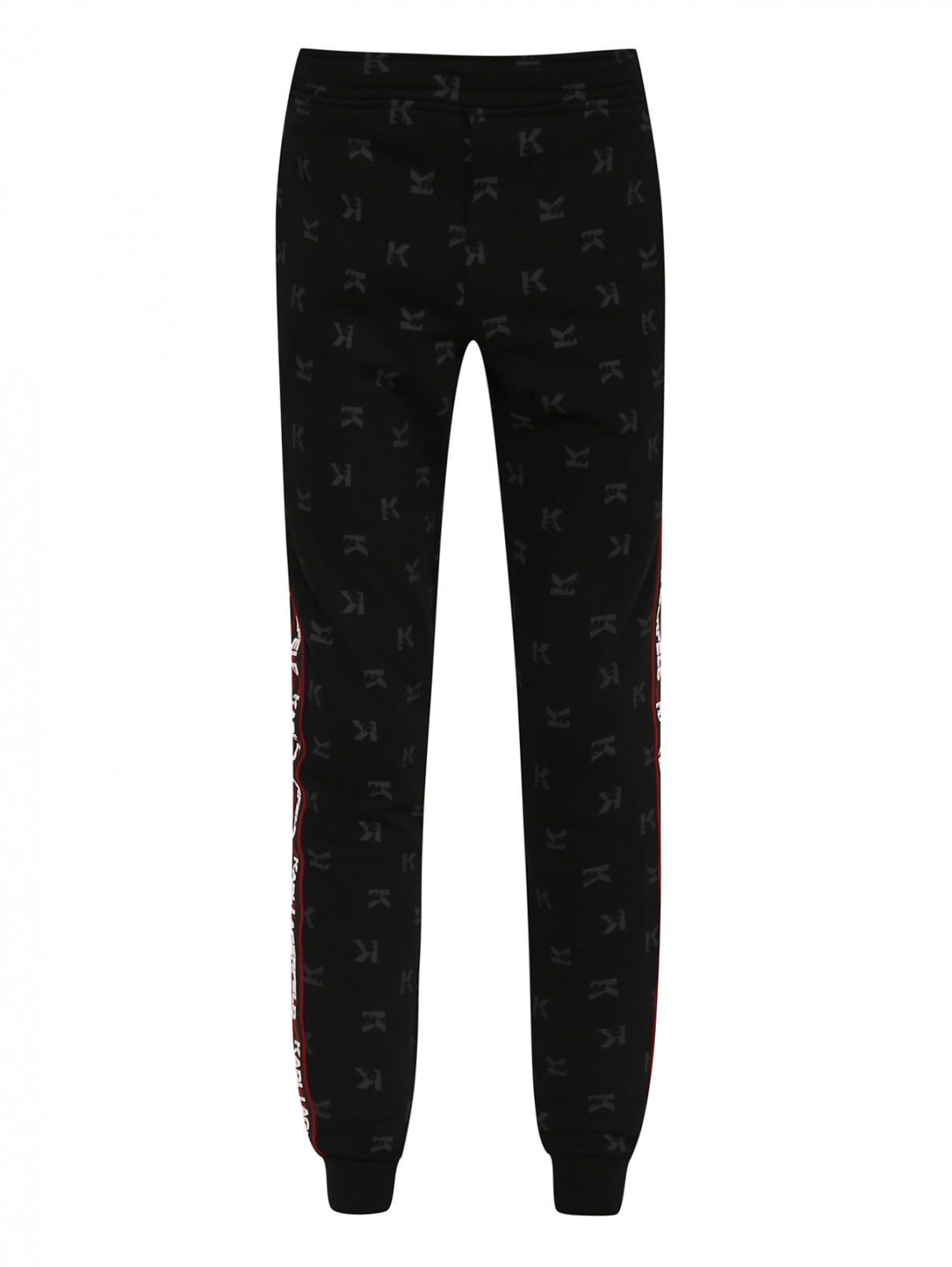 Трикотажные брюки с лампасами Karl Lagerfeld  –  Общий вид  – Цвет:  Черный