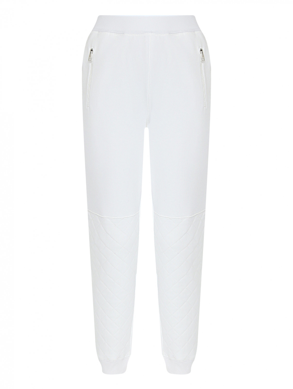 Трикотажные брюки на резинке с карманами Ermanno Scervino  –  Общий вид  – Цвет:  Белый