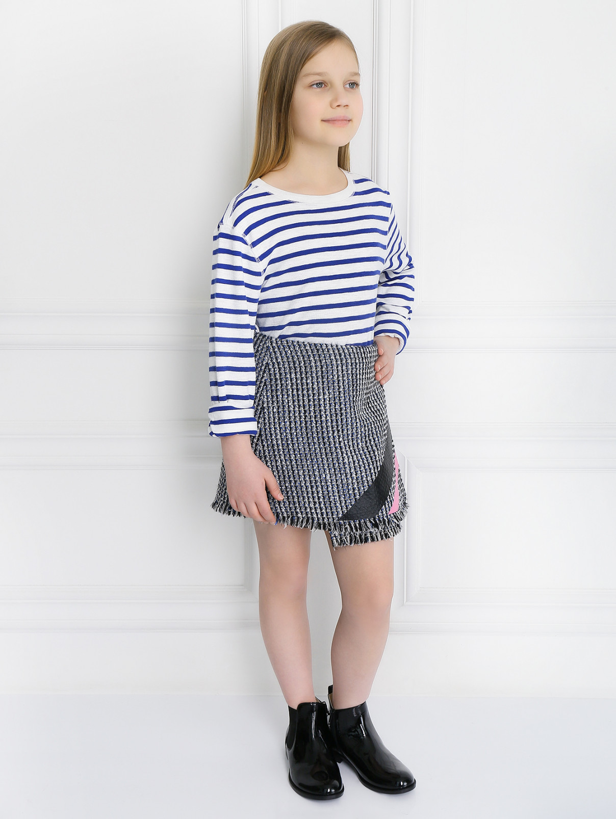 Твидовая юбка с бахромой MSGM  –  Модель Общий вид  – Цвет:  Синий