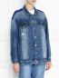 Удлиненная джинсовая куртка с принтом на спине Sjyp  –  МодельВерхНиз