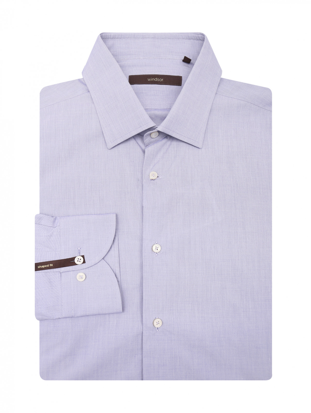 Однотонная рубашка из хлопка Windsor  –  Общий вид  – Цвет:  Синий