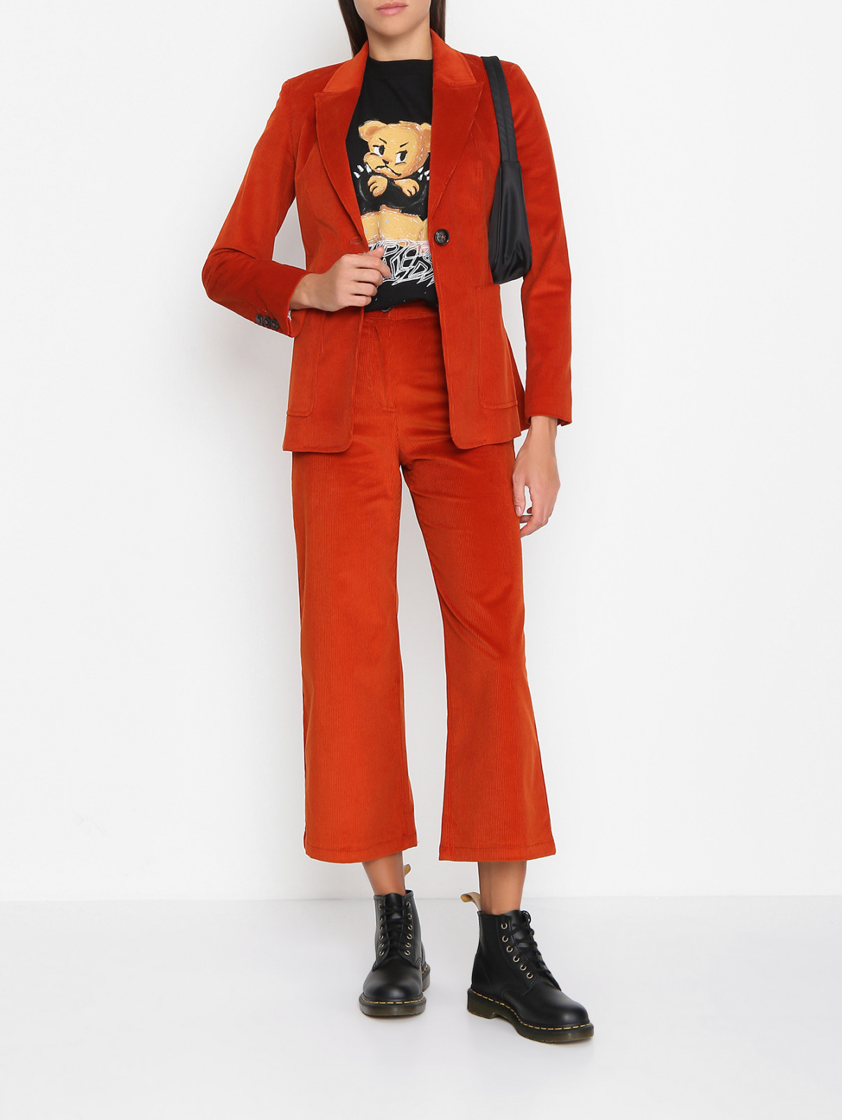 Вельветовые брюки свободного кроя с карманами Max&Co  –  МодельОбщийВид  – Цвет:  Оранжевый
