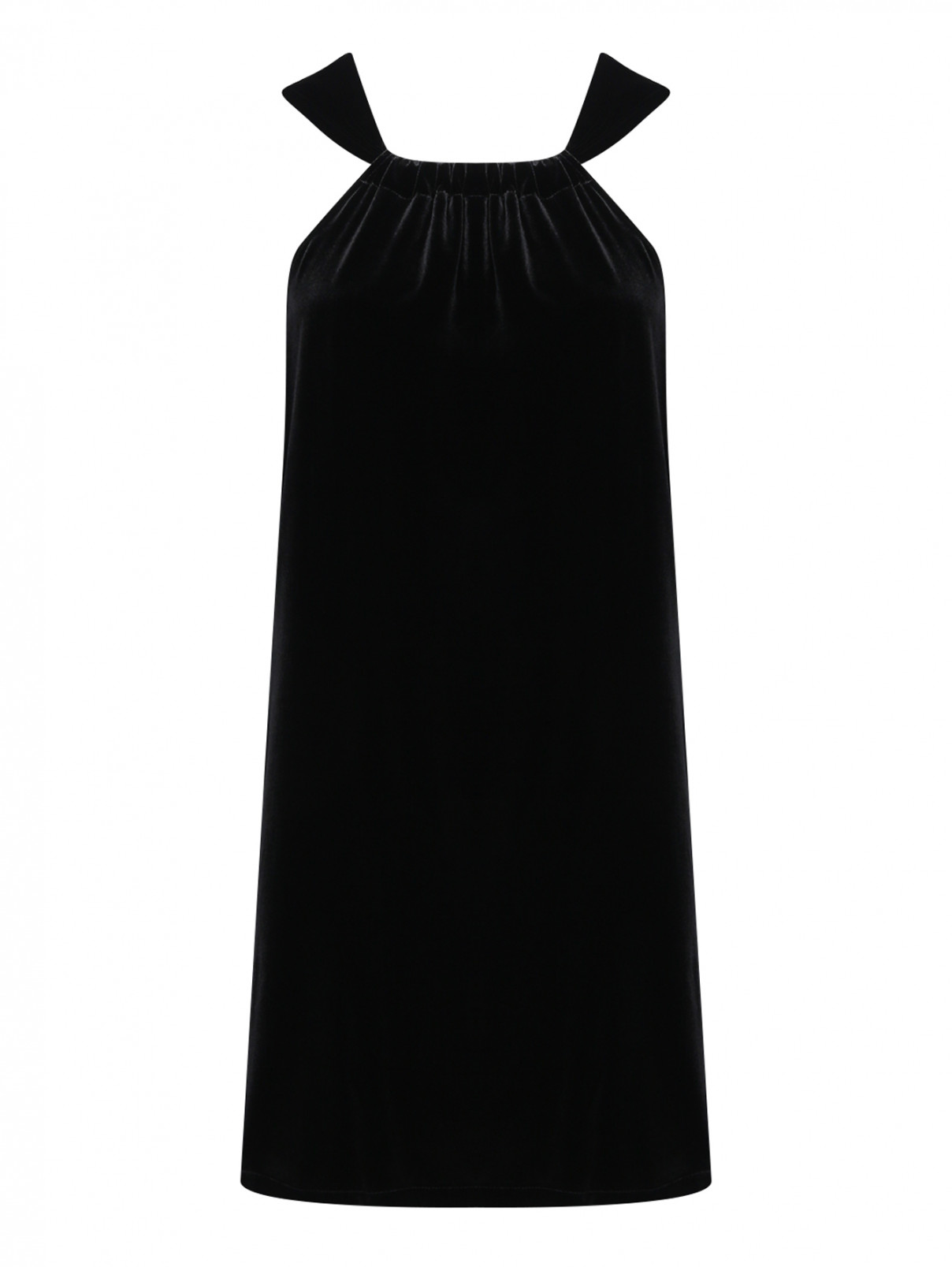 Платье-мини из бархата Moschino Boutique  –  Общий вид  – Цвет:  Черный