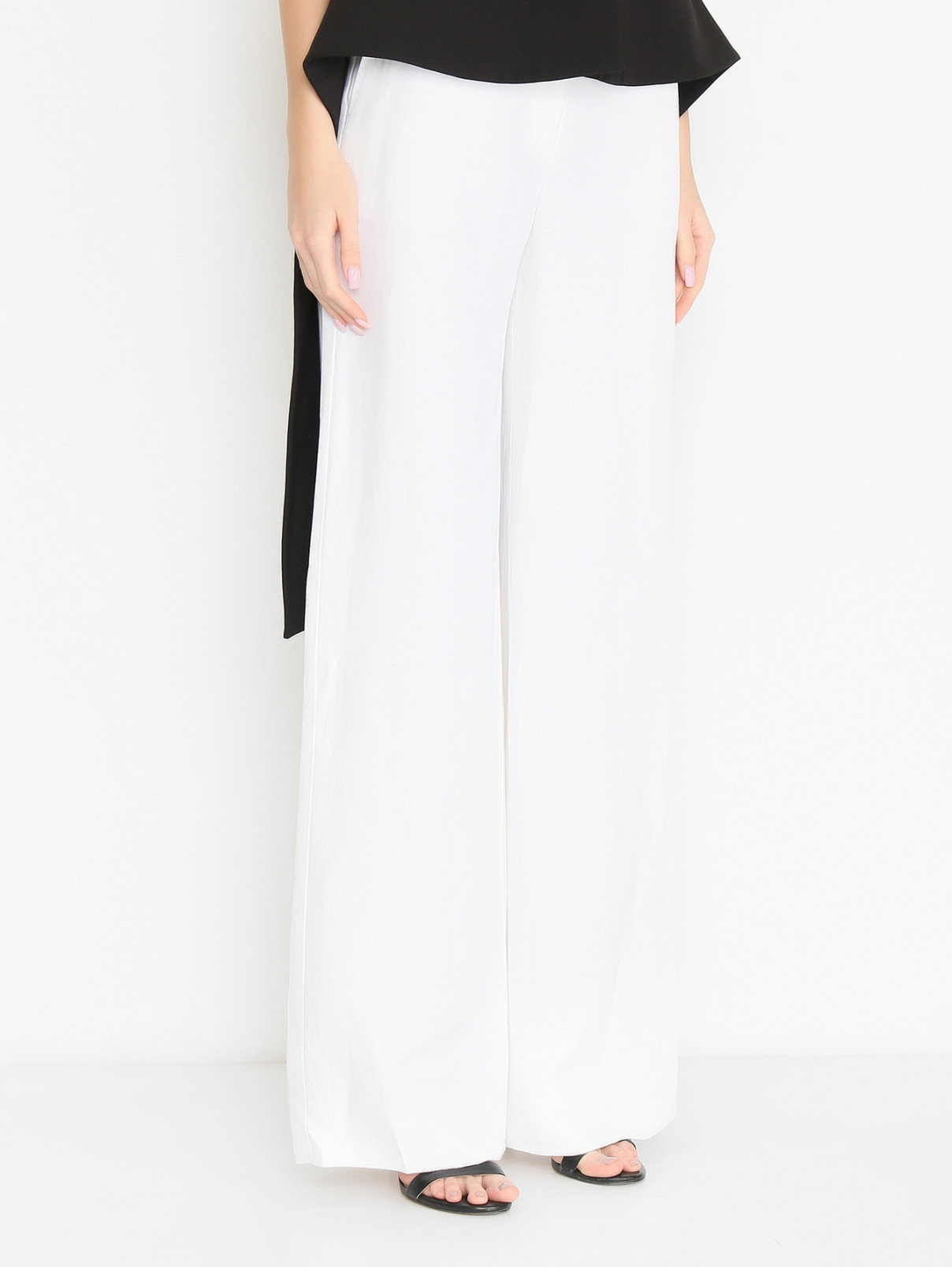 Брюки из вискозы и льна Max Mara  –  МодельВерхНиз  – Цвет:  Белый