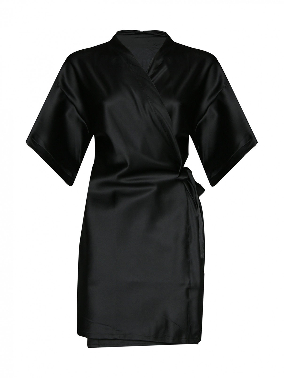 Халат прямого кроя с принтом Moschino Underwear  –  Общий вид  – Цвет:  Черный