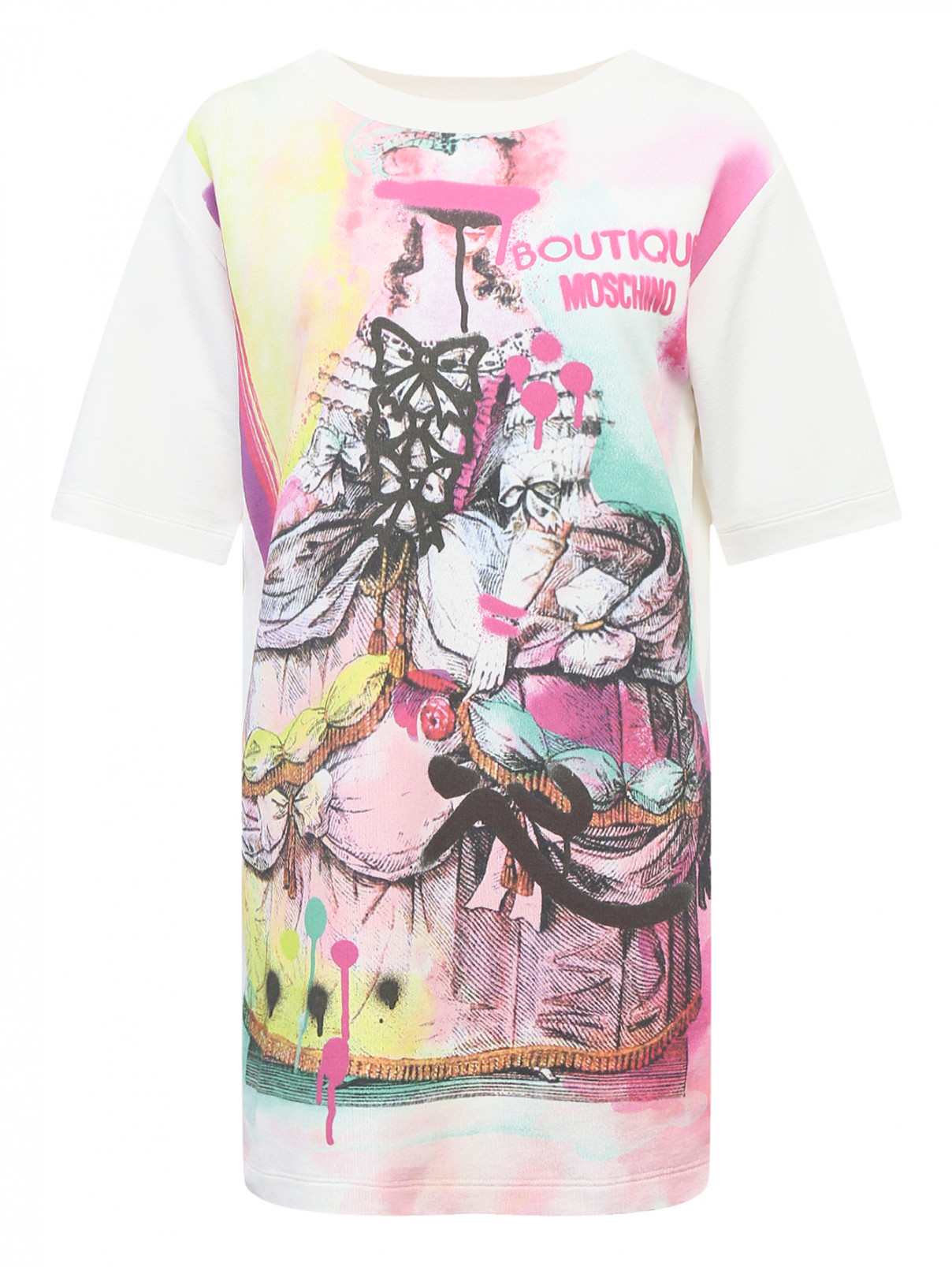 Платье из смешанного хлопка с узором Moschino Boutique  –  Общий вид  – Цвет:  Мультиколор