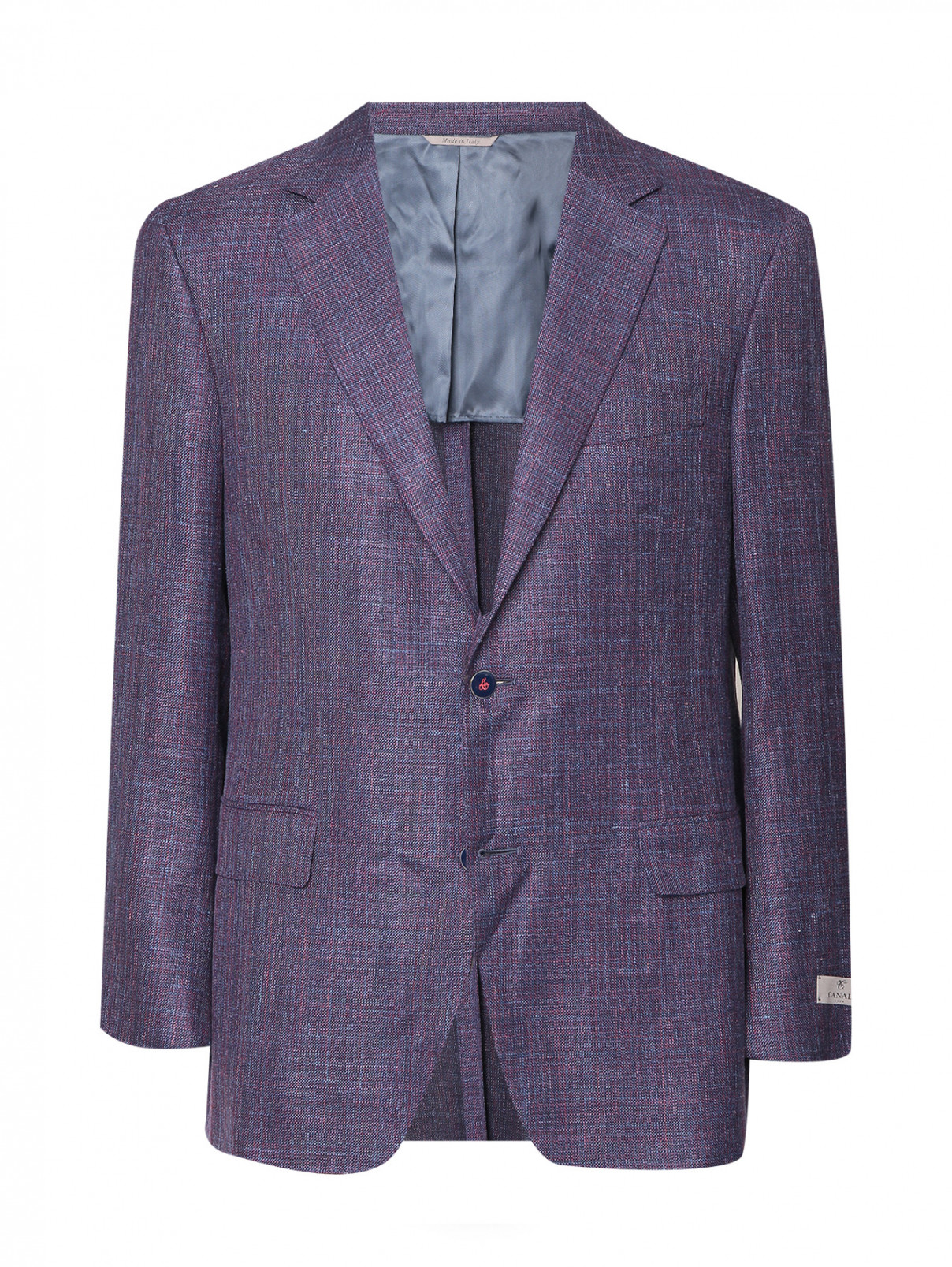 Пиджак из шерсти и шелка с узором Canali  –  Общий вид  – Цвет:  Фиолетовый