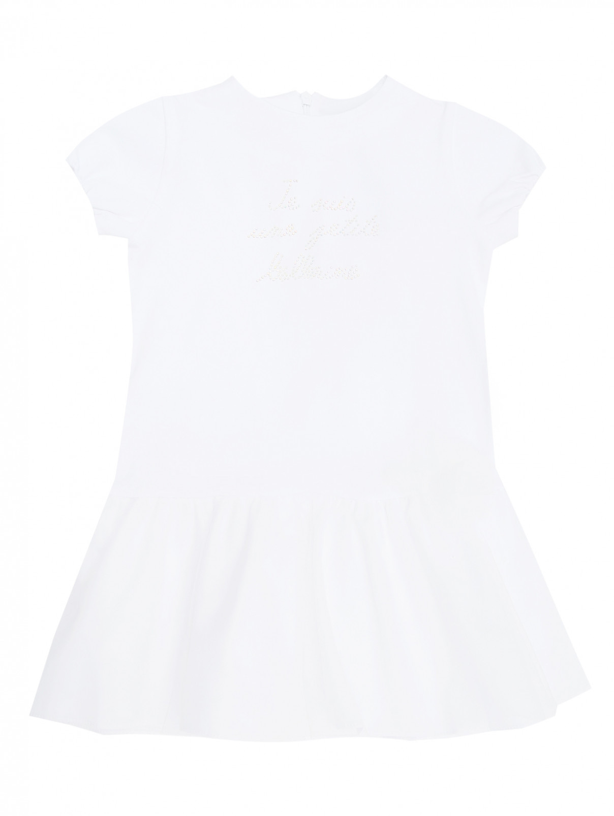 Платье трикотажное со стразами Nanan  –  Общий вид  – Цвет:  Белый