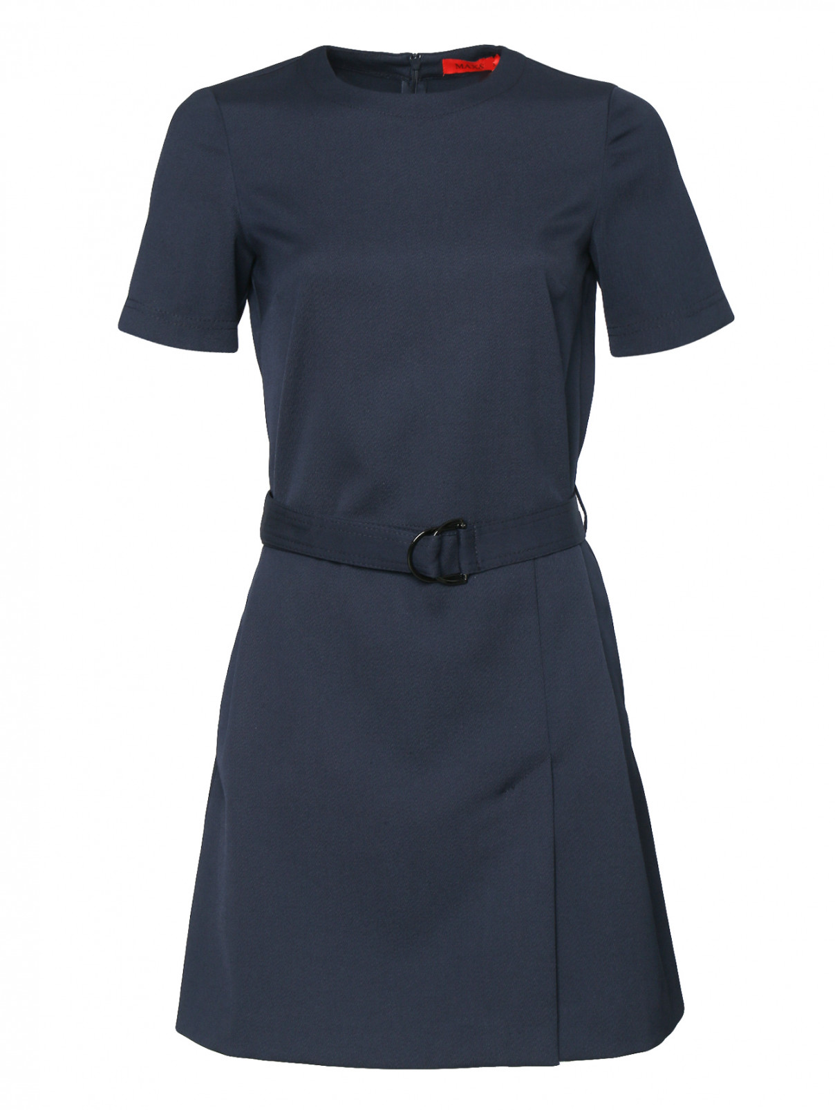 Платье-мини с короткими рукавами Max&Co  –  Общий вид  – Цвет:  Синий