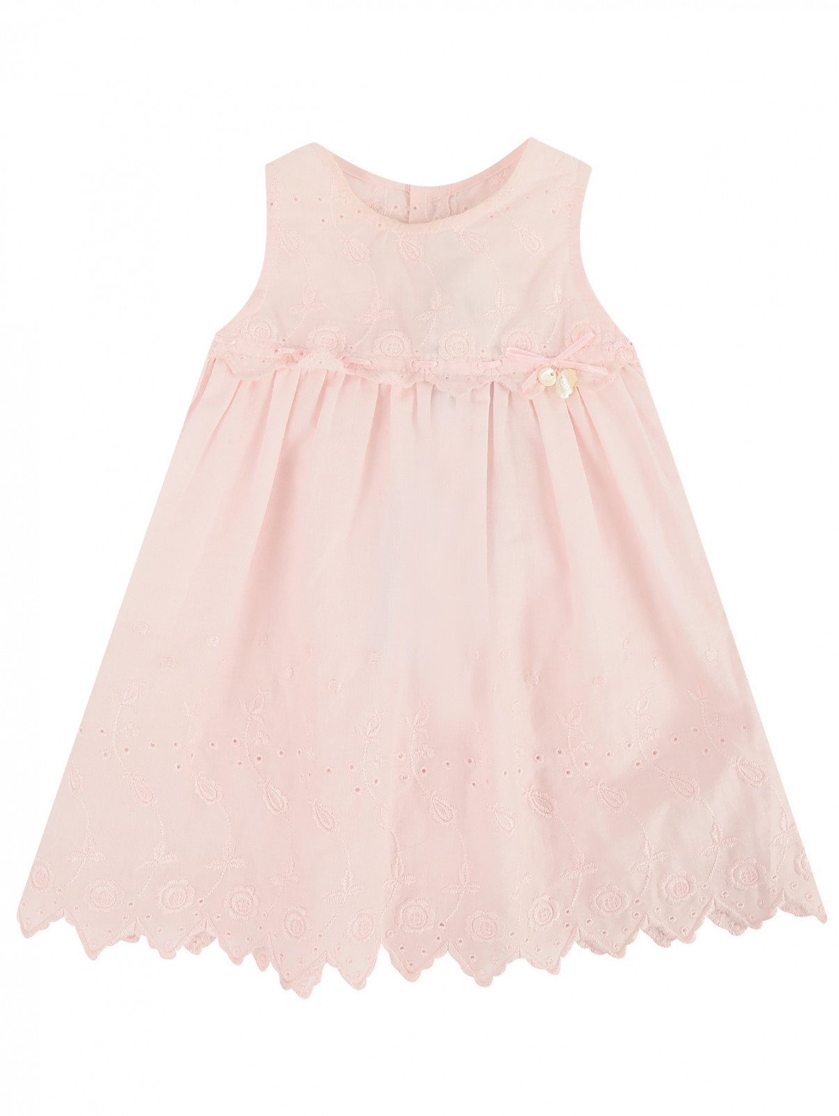 Платье из хлопка с вышивкой Tartine Et Chocolat  –  Общий вид  – Цвет:  Розовый
