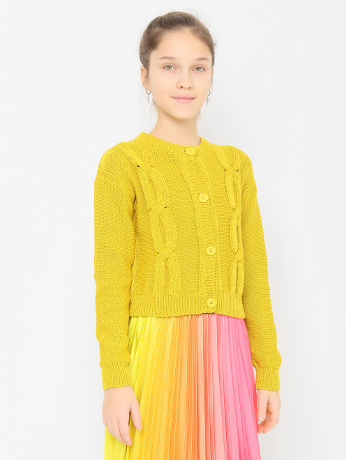 Кардиган из хлопка на пуговицах Ermanno Scervino Junior - МодельВерхНиз