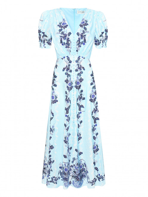 Платье из шелка с цветочным узором - Общий вид