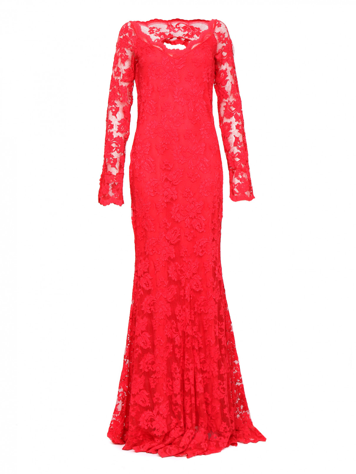 Платье-макси с вырезом на спине Olvi's  –  Общий вид  – Цвет:  Красный