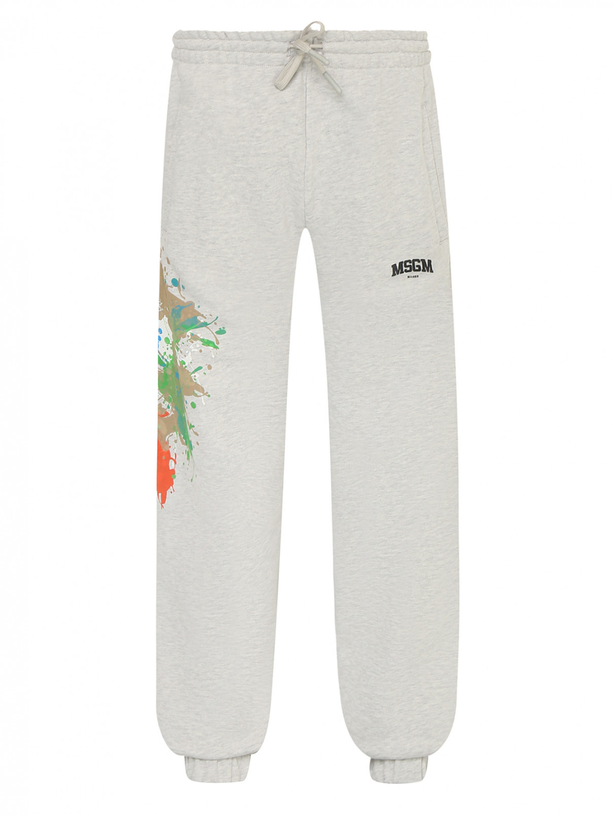 Хлопковые брюки с принтом MSGM  –  Общий вид  – Цвет:  Серый