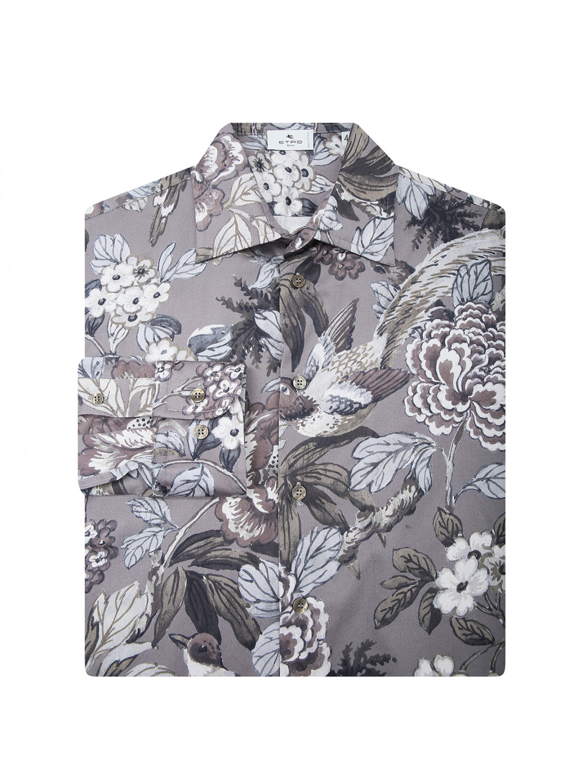 Рубашкка с цветочным узором Etro  –  Общий вид  – Цвет:  Серый
