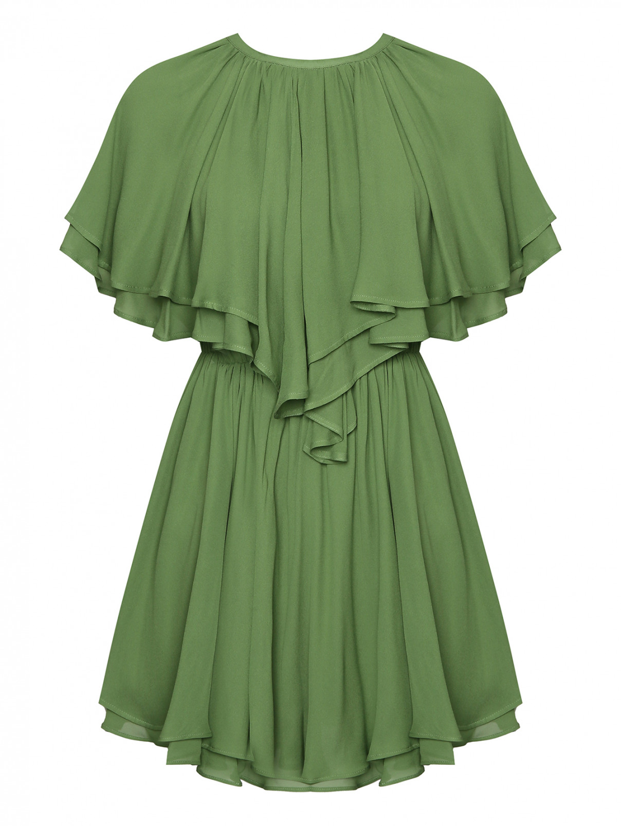 Платье из вискозы с воланами Dondup  –  Общий вид  – Цвет:  Зеленый