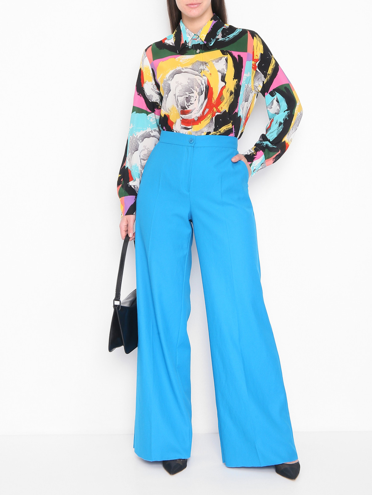 Широкие брюки с карманами Marina Rinaldi  –  МодельОбщийВид  – Цвет:  Синий