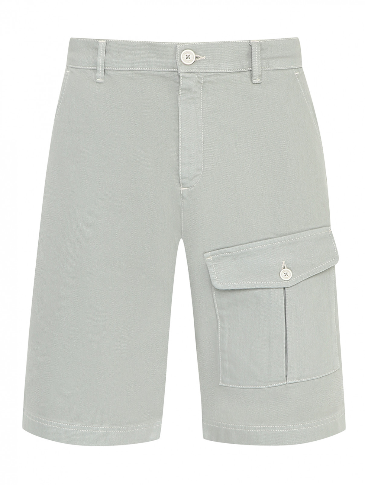 Хлопковые шорты с накладными карманами Eleventy  –  Общий вид  – Цвет:  Зеленый