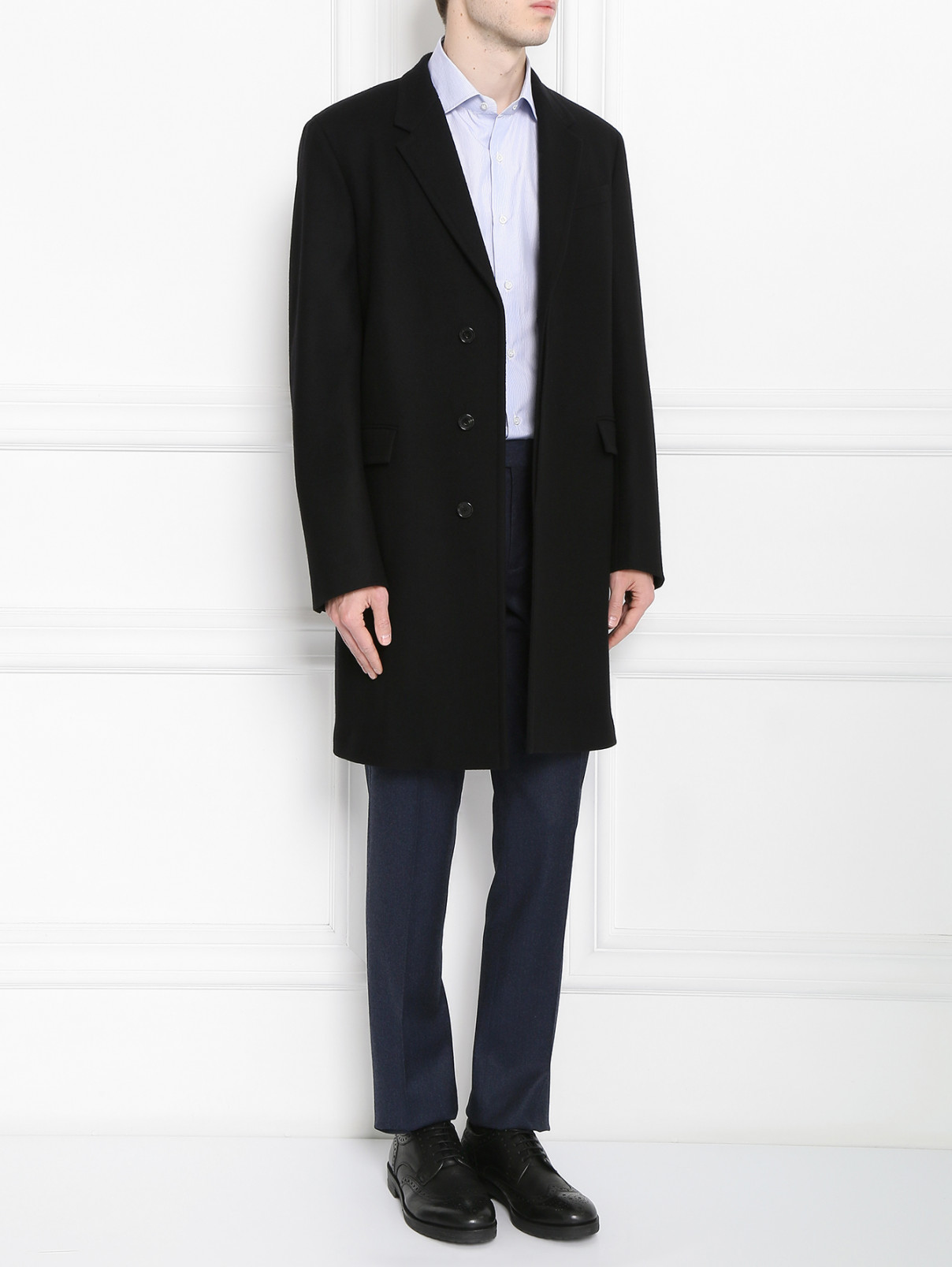 Пальто однобортное из шерсти Jil Sander  –  Модель Общий вид  – Цвет:  Черный
