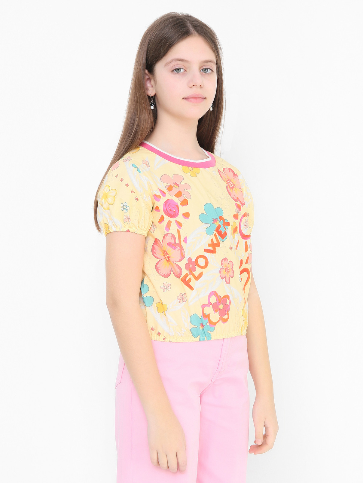 Хлопковая блуза с узором Marni  –  МодельВерхНиз  – Цвет:  Узор