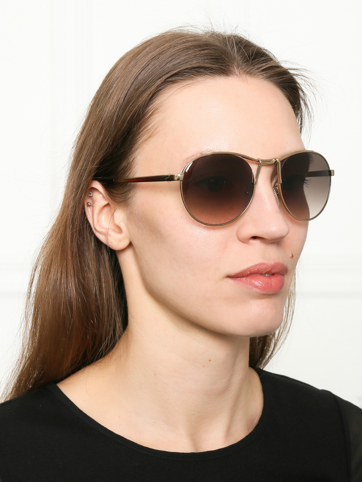 Cолнцезащитные очки в оправе из металла Lanvin  –  МодельОбщийВид  – Цвет:  Металлик