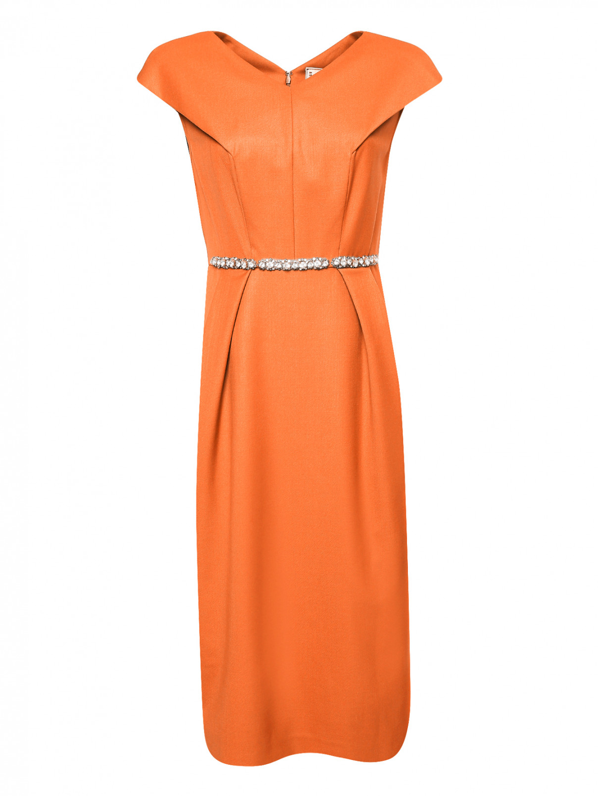 Платье-футляр из шерсти декорированное кристаллами Antonio Marras  –  Общий вид  – Цвет:  Оранжевый