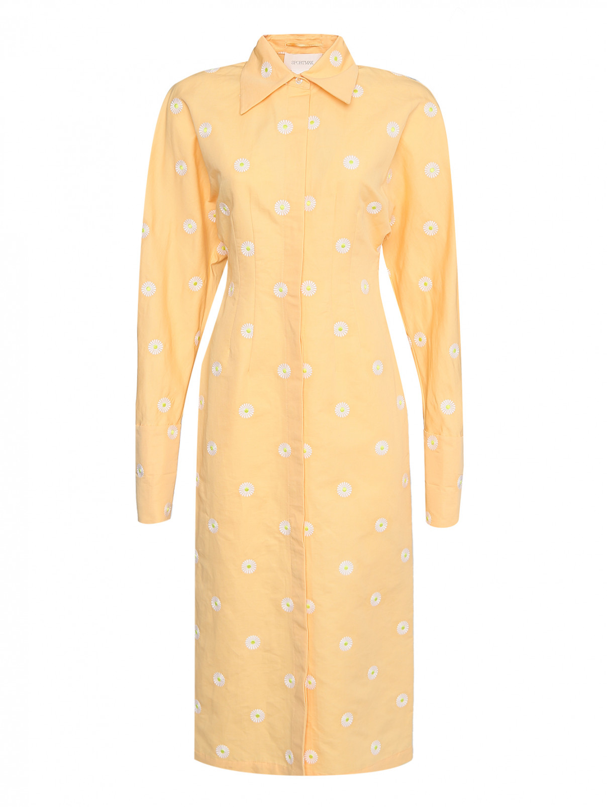 Платье-миди с вышивкой Sportmax  –  Общий вид  – Цвет:  Желтый