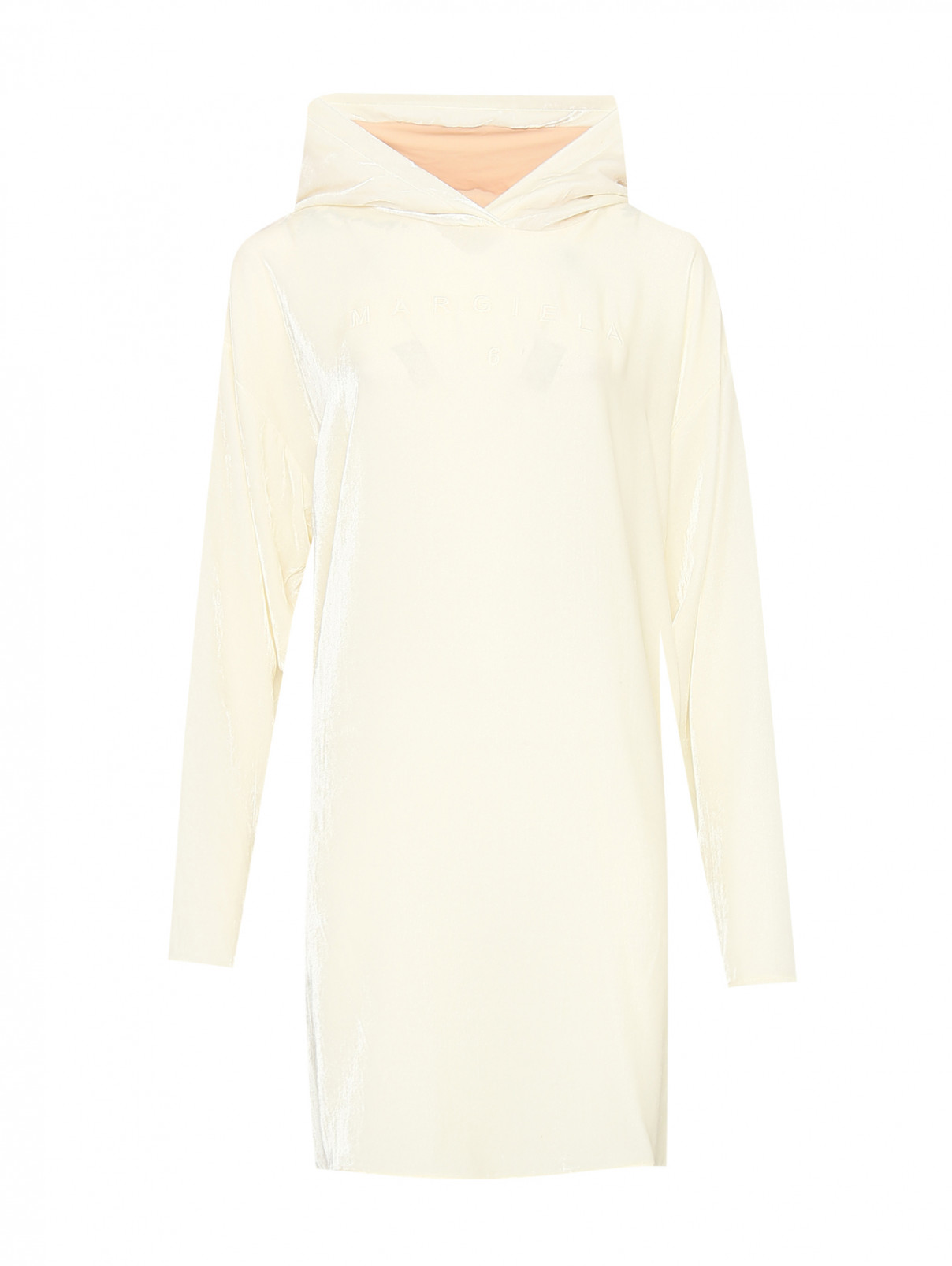 Платье из вискозы и шелка с капюшоном MM6  –  Общий вид  – Цвет:  Белый