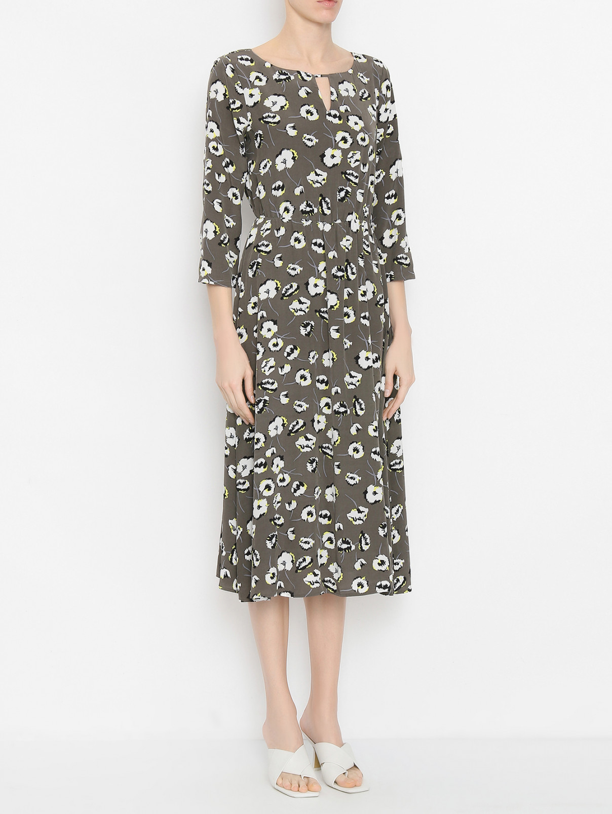 Платье из вискозы с цветочным принтом Comma  –  МодельВерхНиз