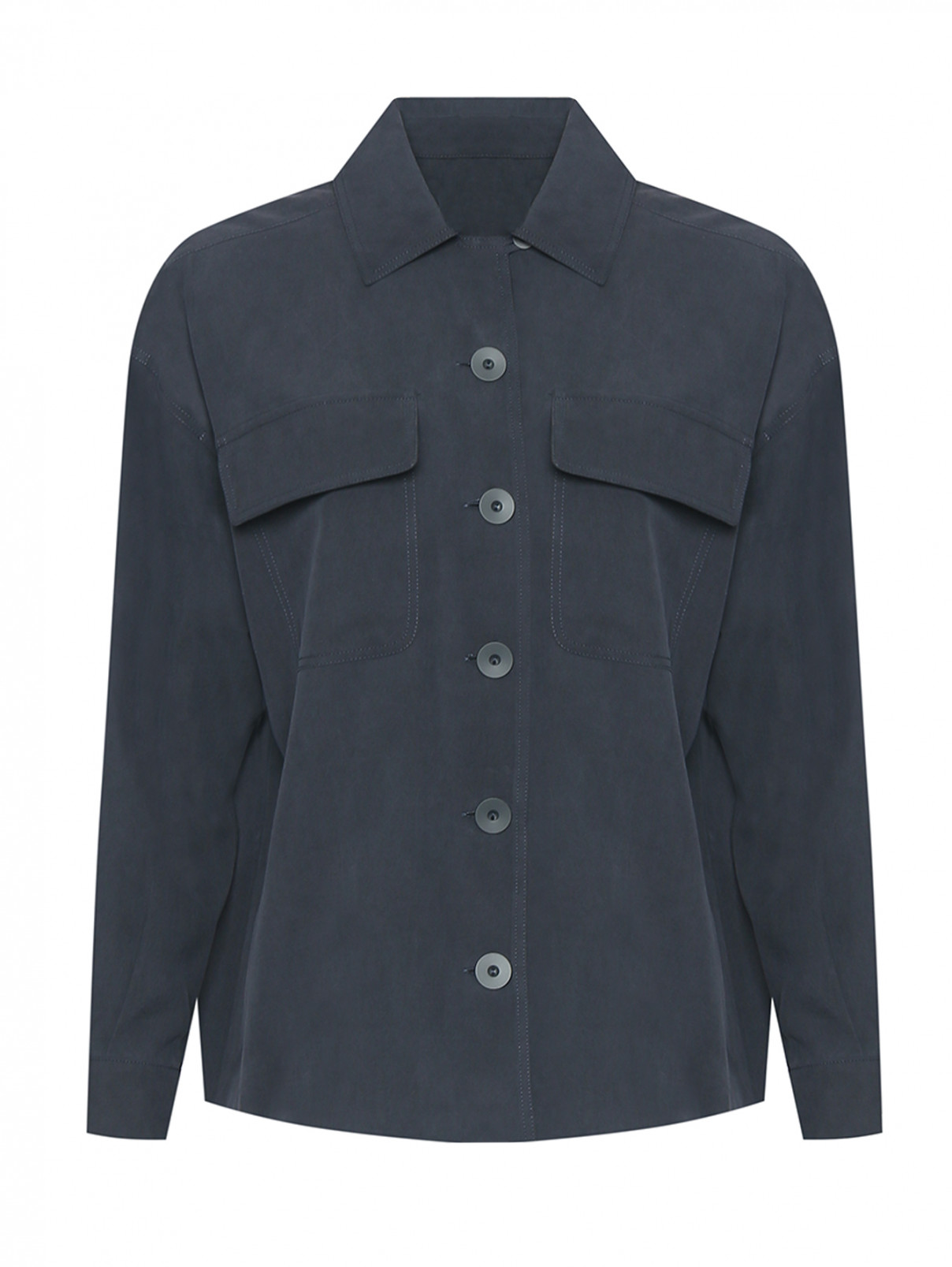 Шелковая блуза на пуговицах Max Mara  –  Общий вид  – Цвет:  Черный