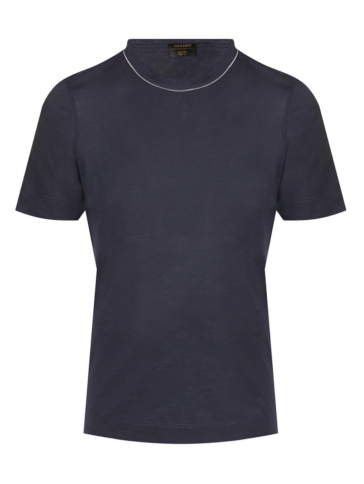 Однотонная футболка из шерсти Gran Sasso  –  Общий вид  – Цвет:  Синий
