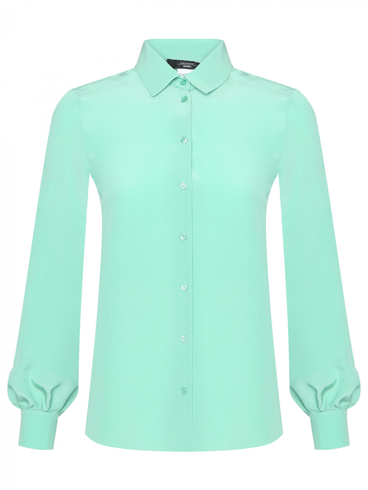 Блуза из шелка с длинными рукавами Weekend Max Mara  –  Общий вид  – Цвет:  Зеленый