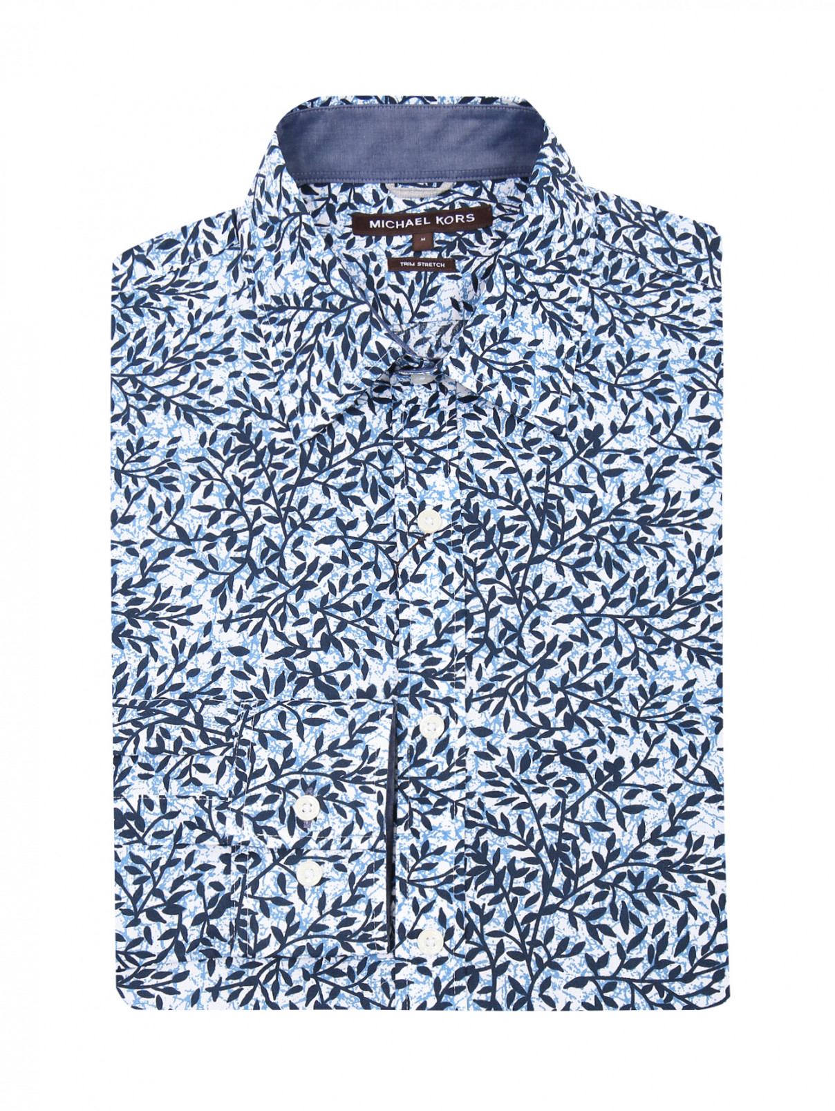 Рубашка из хлопка с узором Michael by Michael Kors  –  Общий вид  – Цвет:  Синий