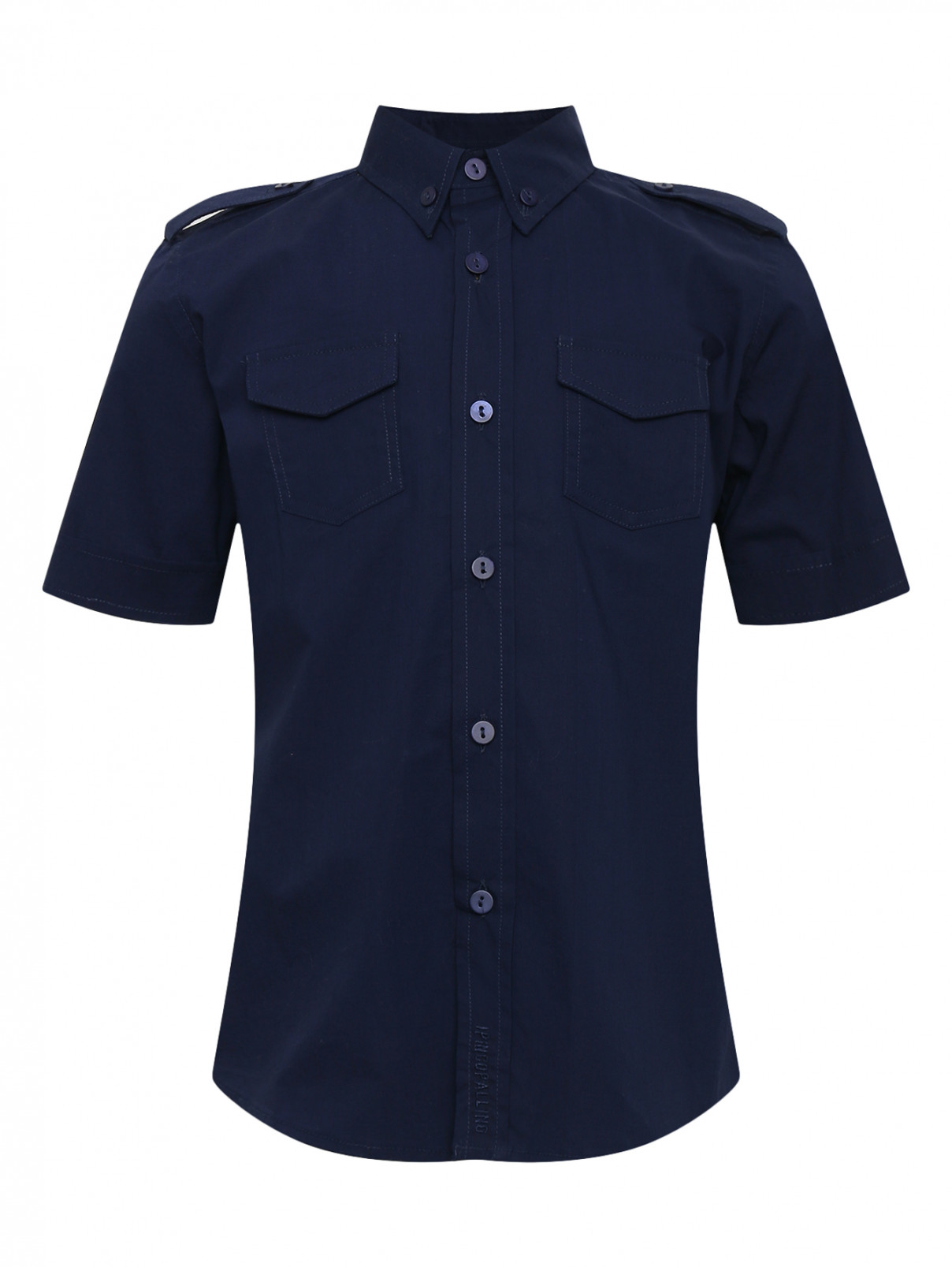 Рубашка из хлопка с короткими рукавами I Pinco Pallino  –  Общий вид  – Цвет:  Синий
