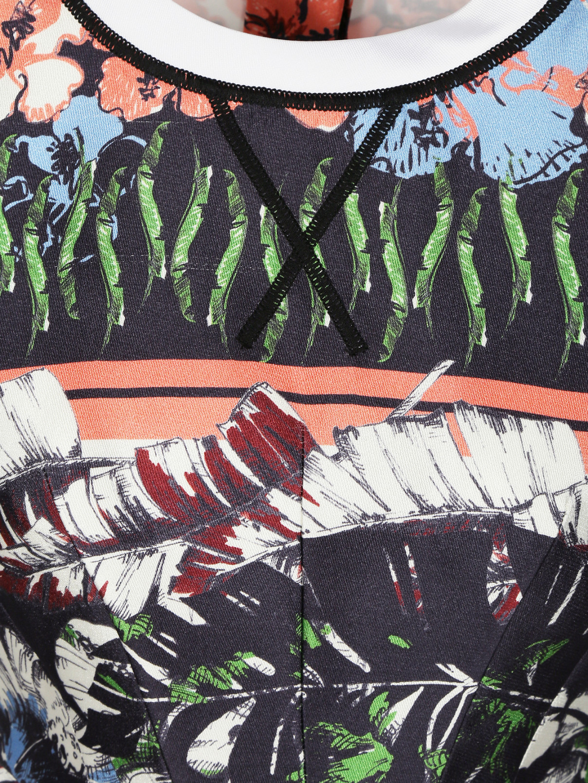 Платье-миди из смешанного шелка с цветочным узором Aquilano Rimondi  –  Деталь1  – Цвет:  Черный