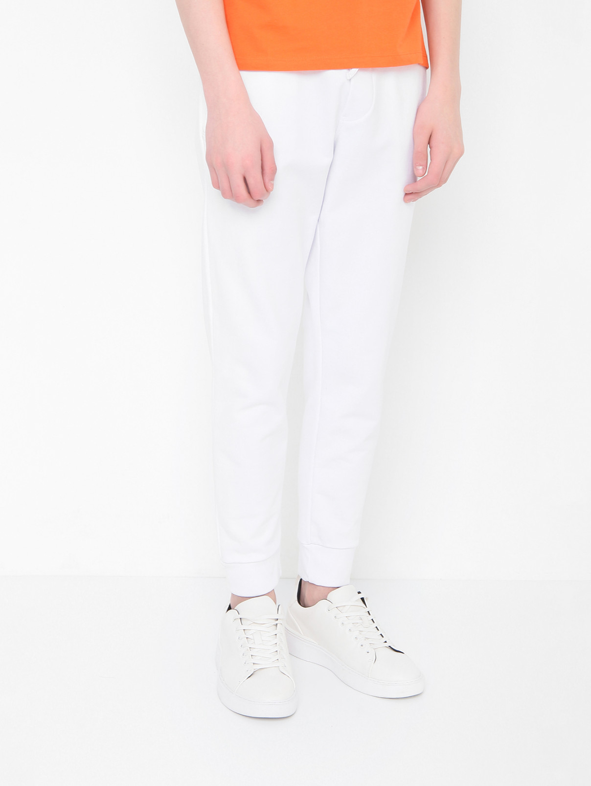 Трикотажные брюки с манжетами Dsquared2  –  МодельВерхНиз  – Цвет:  Белый