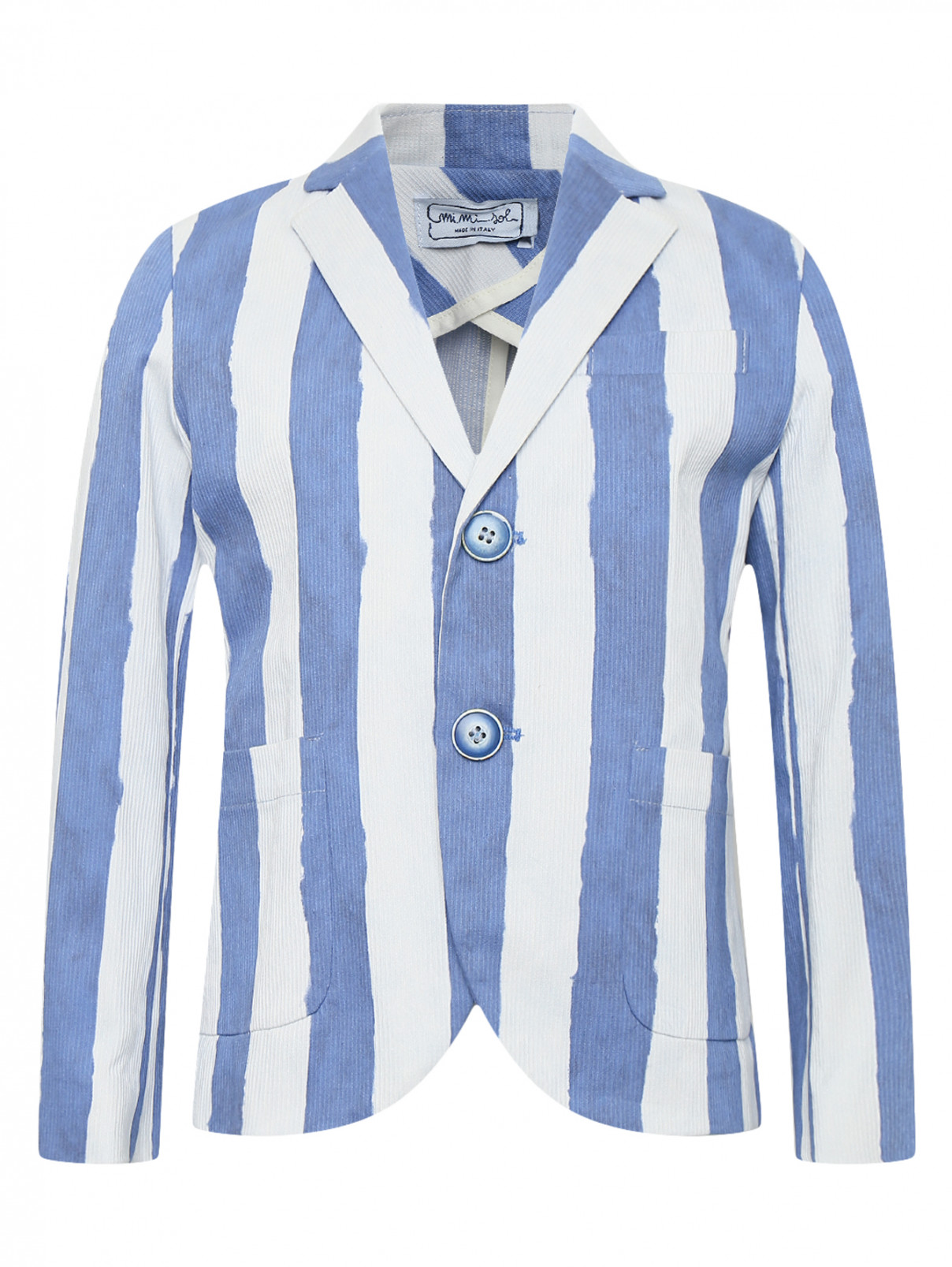 Пиджак из хлопка с узором "полоска" MiMiSol  –  Общий вид  – Цвет:  Синий