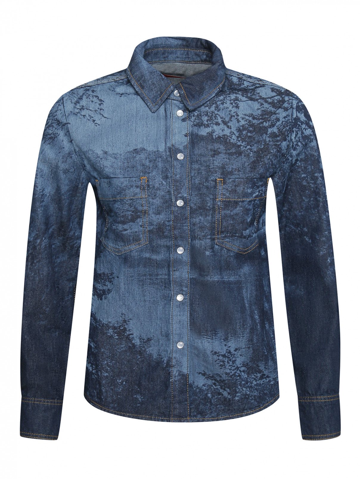 Рубашка из денима с узором Max&Co  –  Общий вид  – Цвет:  Синий