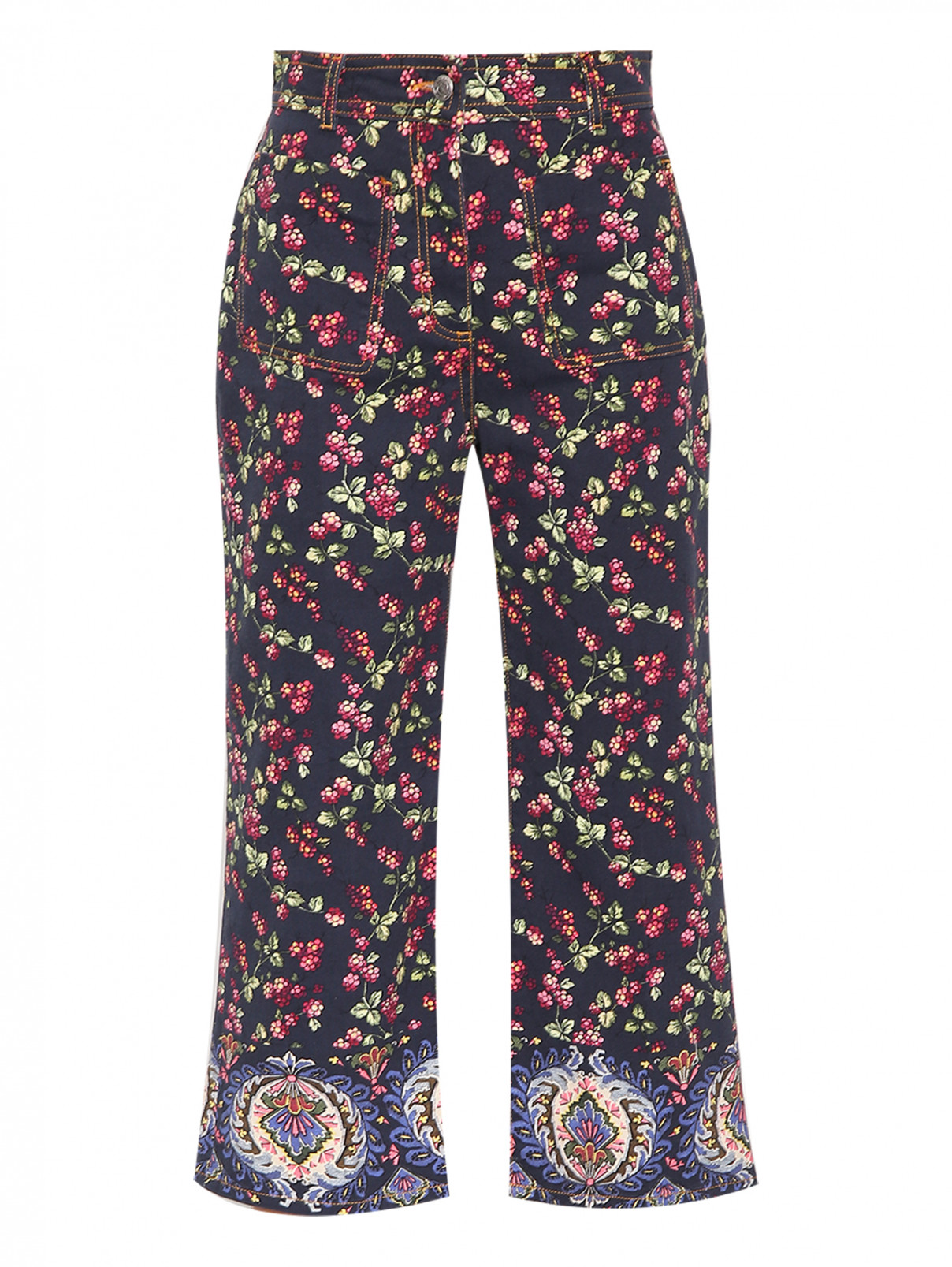 Укороченные джинсы из хлопка с узором Etro  –  Общий вид  – Цвет:  Узор