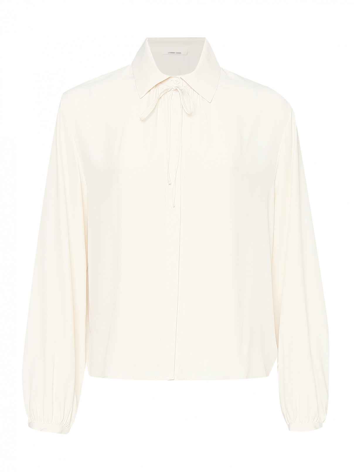Однотонная блуза из шелка Liviana Conti  –  Общий вид  – Цвет:  Белый